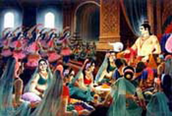 Penari2 yang disediakan Raja Suddhodana berusaha keras menyenangkan Pangeran Siddhattha